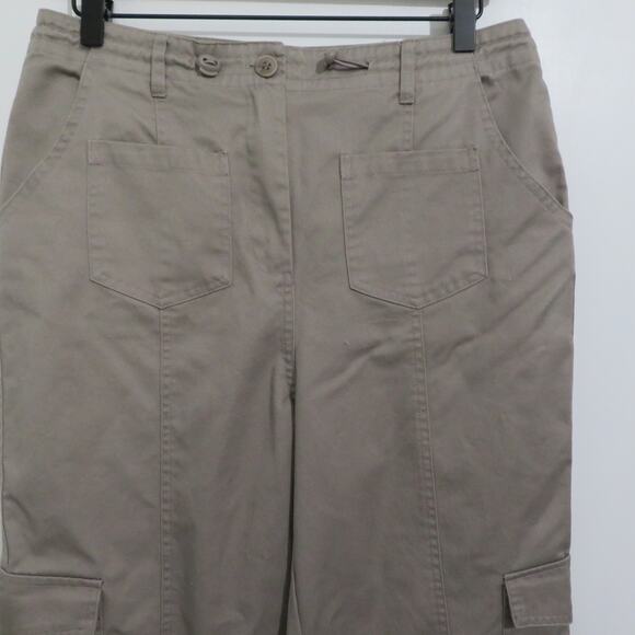 Womens Sz L Tan Pants Cargo Style Pocket Pants Wide Leg - Picture 3 of 8